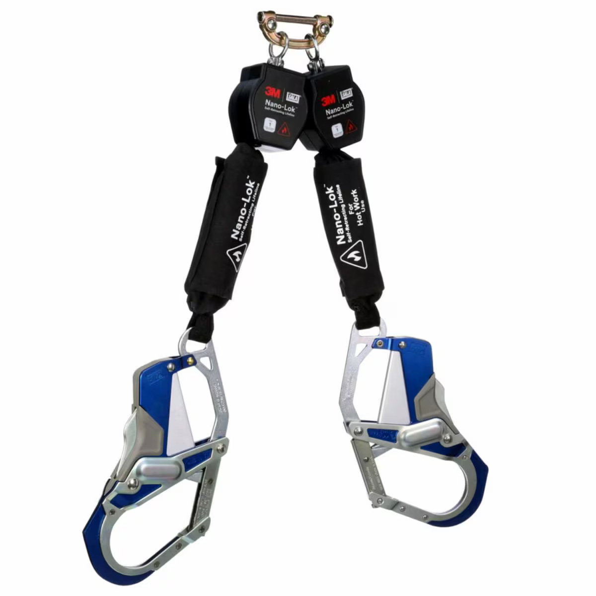 3100572 – 3M DBI SALA Nano Lok Twin Leg Hot Work Self Retracting Lifeline with Quick Connect Web Comfort Grip Hook 6ft
