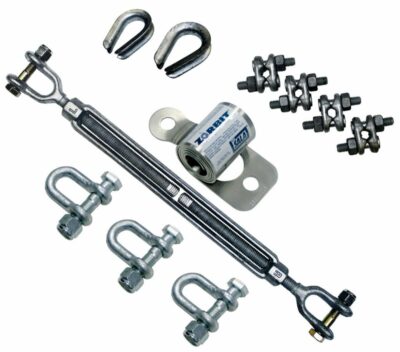 7401033 - Absorbedor de Energía de Línea de Vida Horizontal Metálica 3M DBI-SALA con Kit de Herrajes, 3 Grilletes, Tensor y Abrazaderas para Cable