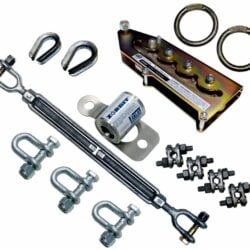 7600580 - 3M DBI-SALA Absorbedor de Energía Metálico para Línea de Vida Horizontal con Kit de Accesorios, 3 Grilletes, Tensor, Abrazaderas de Cable y Pinza de Cuña