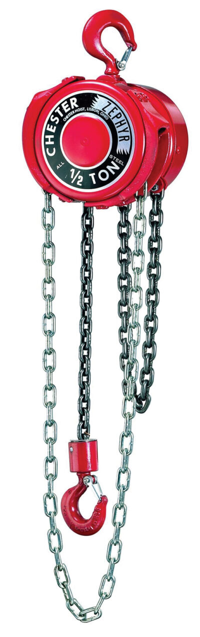 Polipasto de Cadena Manual Chester Zephyr de 5 Toneladas con Gancho de 8 pies - 130-0500