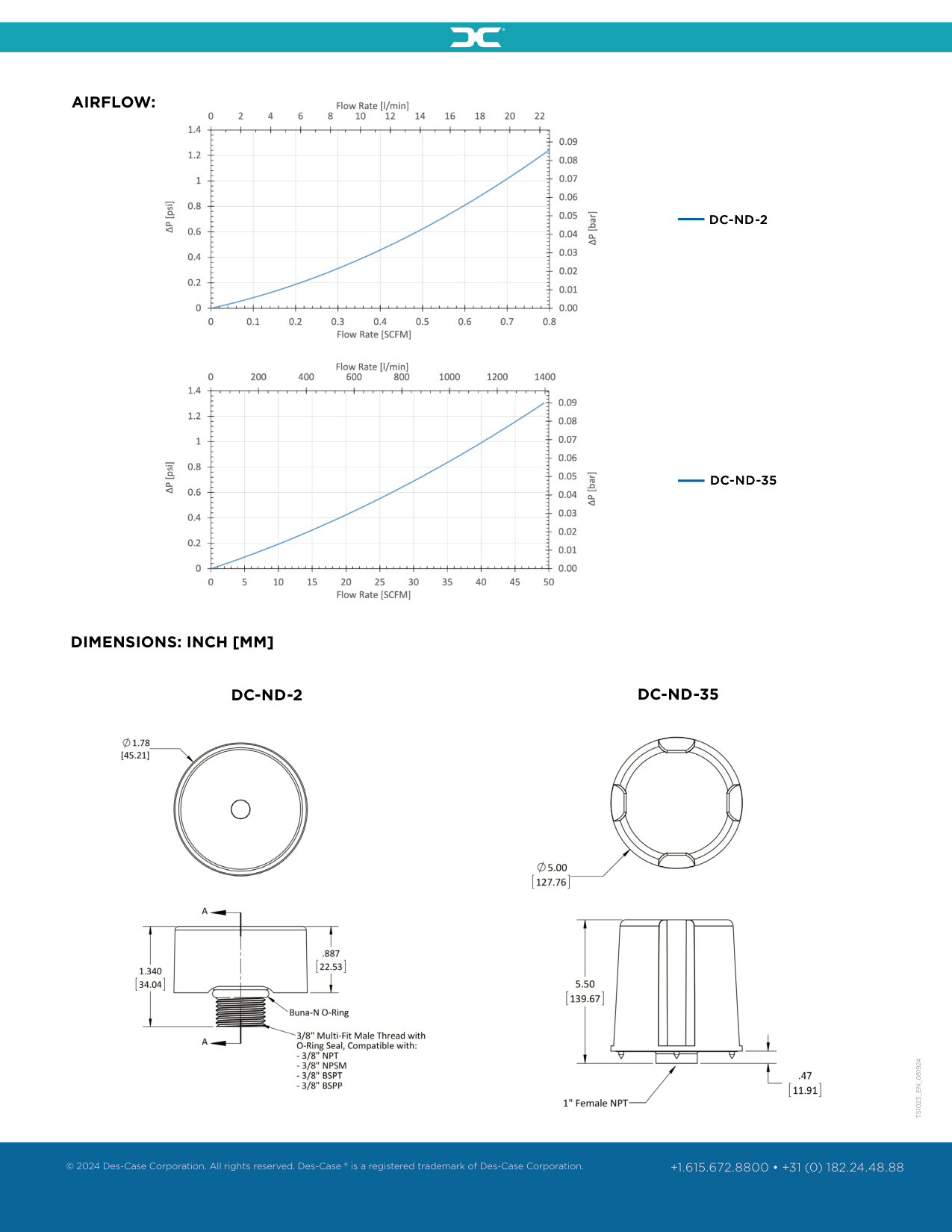 Diagrama de dimensiones del Respirador No Desecante Des-Case DC-ND-2 DC-ND-35