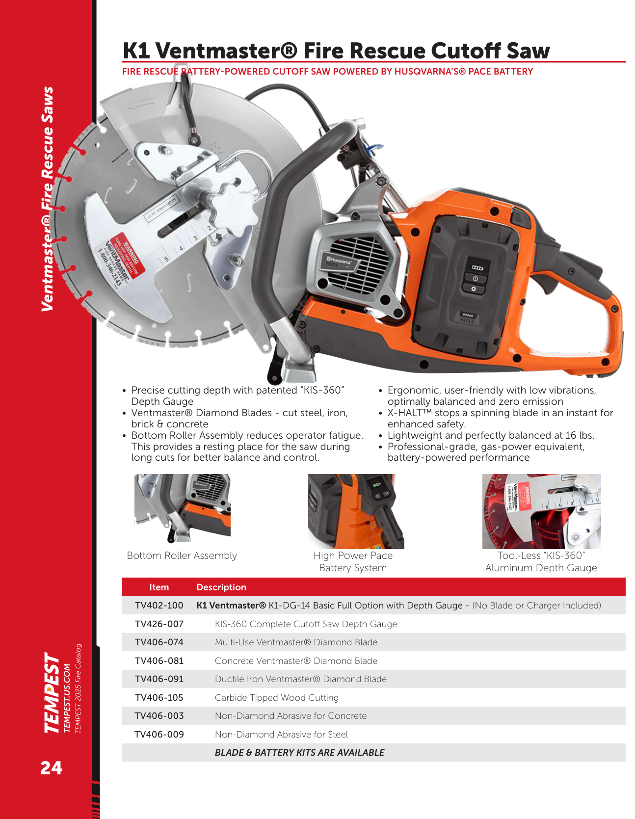 Especificaciones Tempest VentMaster K1