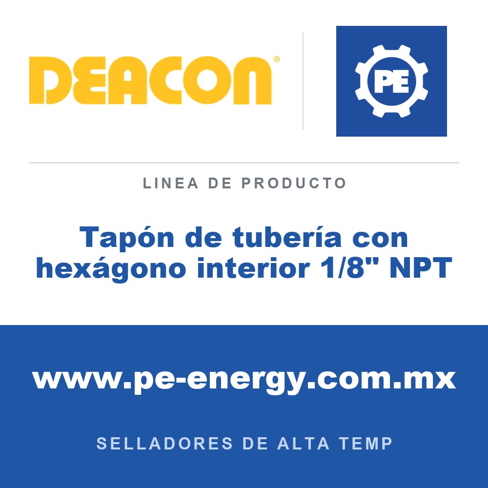 Deacon Tapón de tubería con hexágono interior 1/8" NPT - Deacon Tapón de tubería con hexágono interior 1/8" NPT