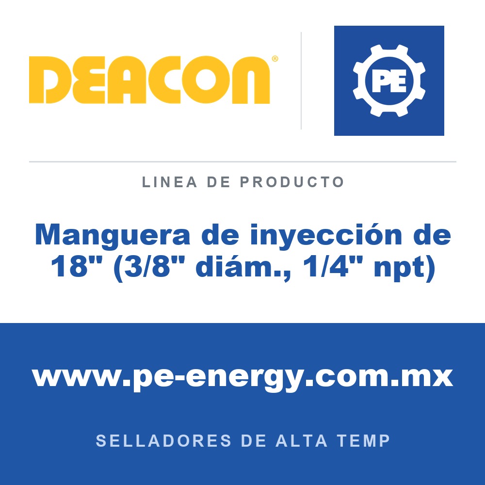 Deacon Manguera de inyección de 18" (3/8" diám., 1/4" npt) - Deacon Manguera de inyección de 18" (3/8" diám., 1/4" npt)