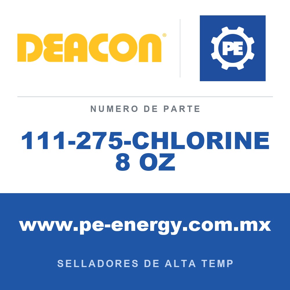 Deacon 111-275-CHLORINE 8 OZ - Sellador de roscas de PTFE químicamente inerte Deacon 275-CHLORINE