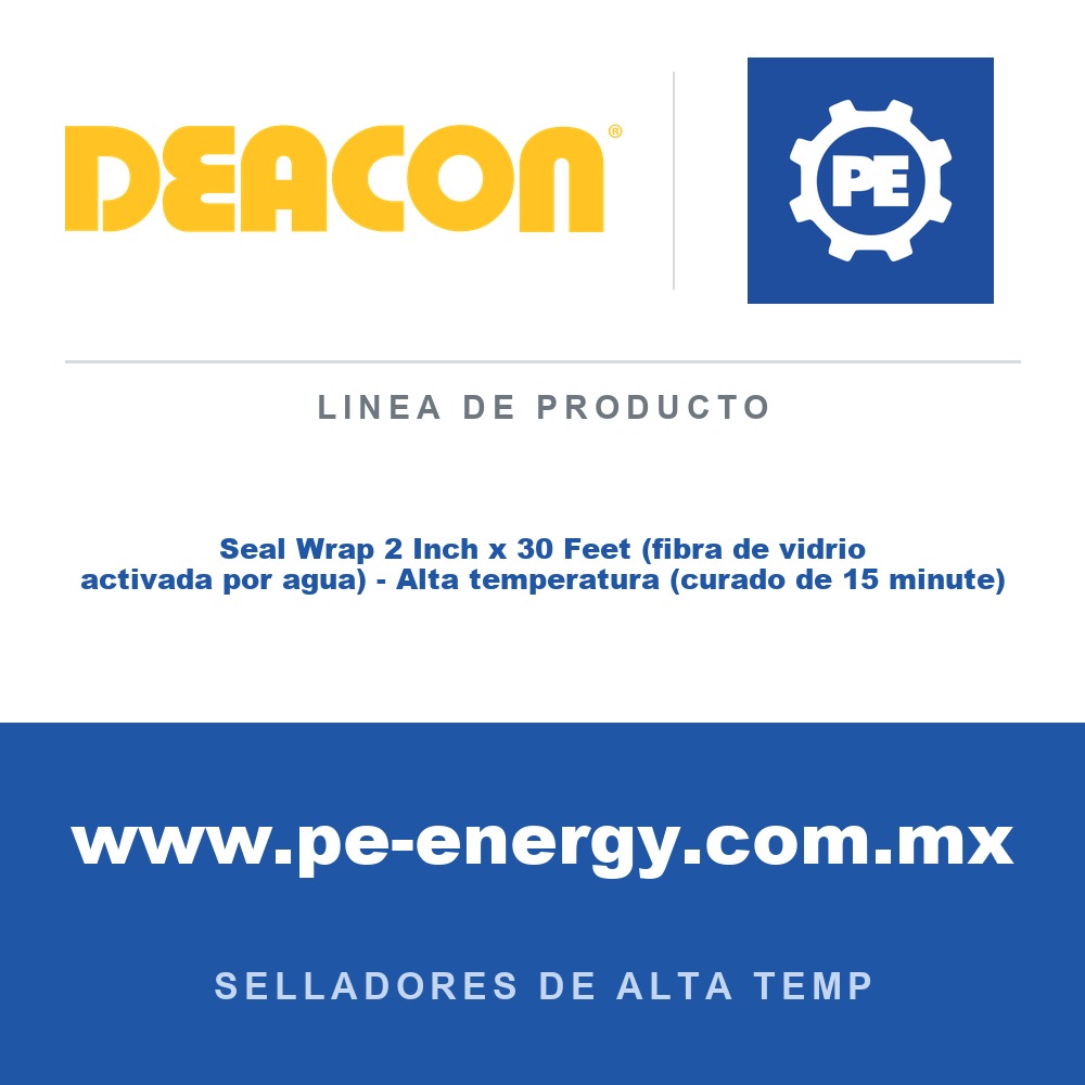 Deacon Seal Wrap 2 Inch x 30 Feet (fibra de vidrio activada por agua) - Alta temperatura (curado de 15 minute) - Deacon Seal Wrap 2 Inch x 30 Feet (fibra de vidrio activada por agu