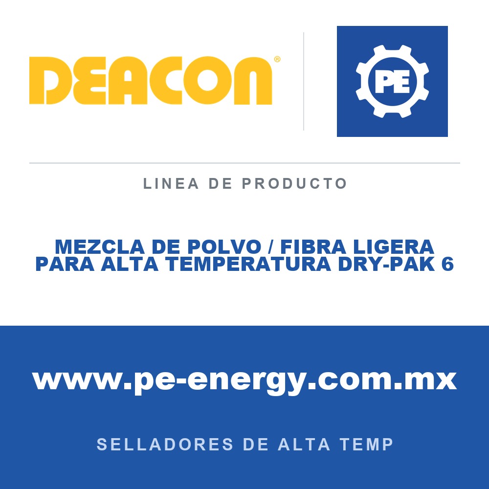 Deacon MEZCLA DE POLVO / FIBRA LIGERA PARA ALTA TEMPERATURA DRY-PAK 6 - Mezcla de polvo / fibra ligera para alta temperatura Deacon Dry-Pak 6