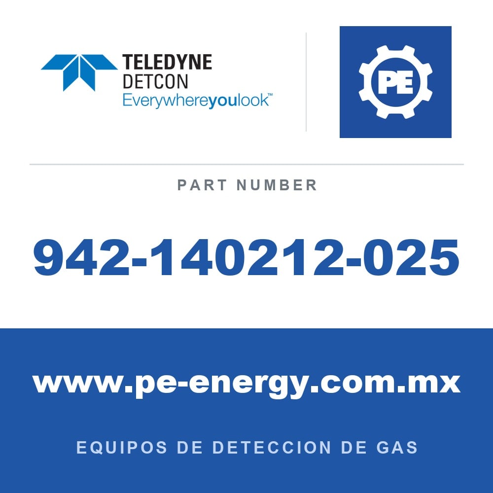 Detcon 942-140212-025 - Teledyne Detcon 942-140212-025 HCl, Cloruro de hidrógeno 25 ppm nitrógeno