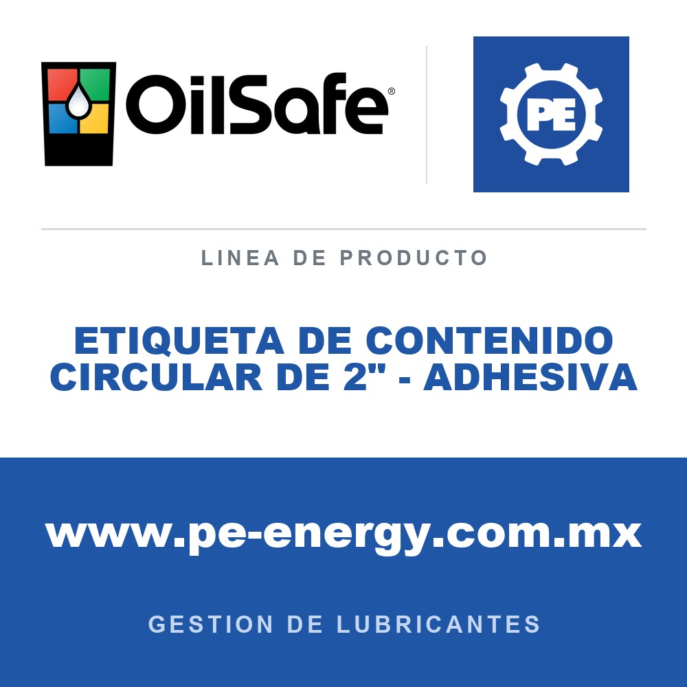 OilSafe ETIQUETA DE CONTENIDO CIRCULAR DE 2" - ADHESIVA - Etiqueta de contenido OilSafe circular de 2" - Adhesiva