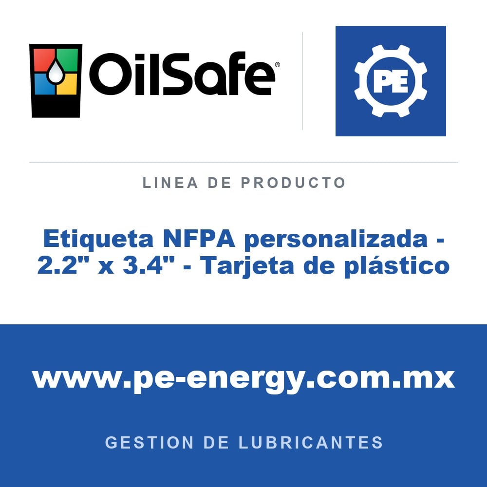 OilSafe Etiqueta NFPA personalizada - 2.2" x 3.4" - Tarjeta de plástico - OilSafe Etiqueta NFPA personalizada - 2.2" x 3.4" - Tarjeta de plástico