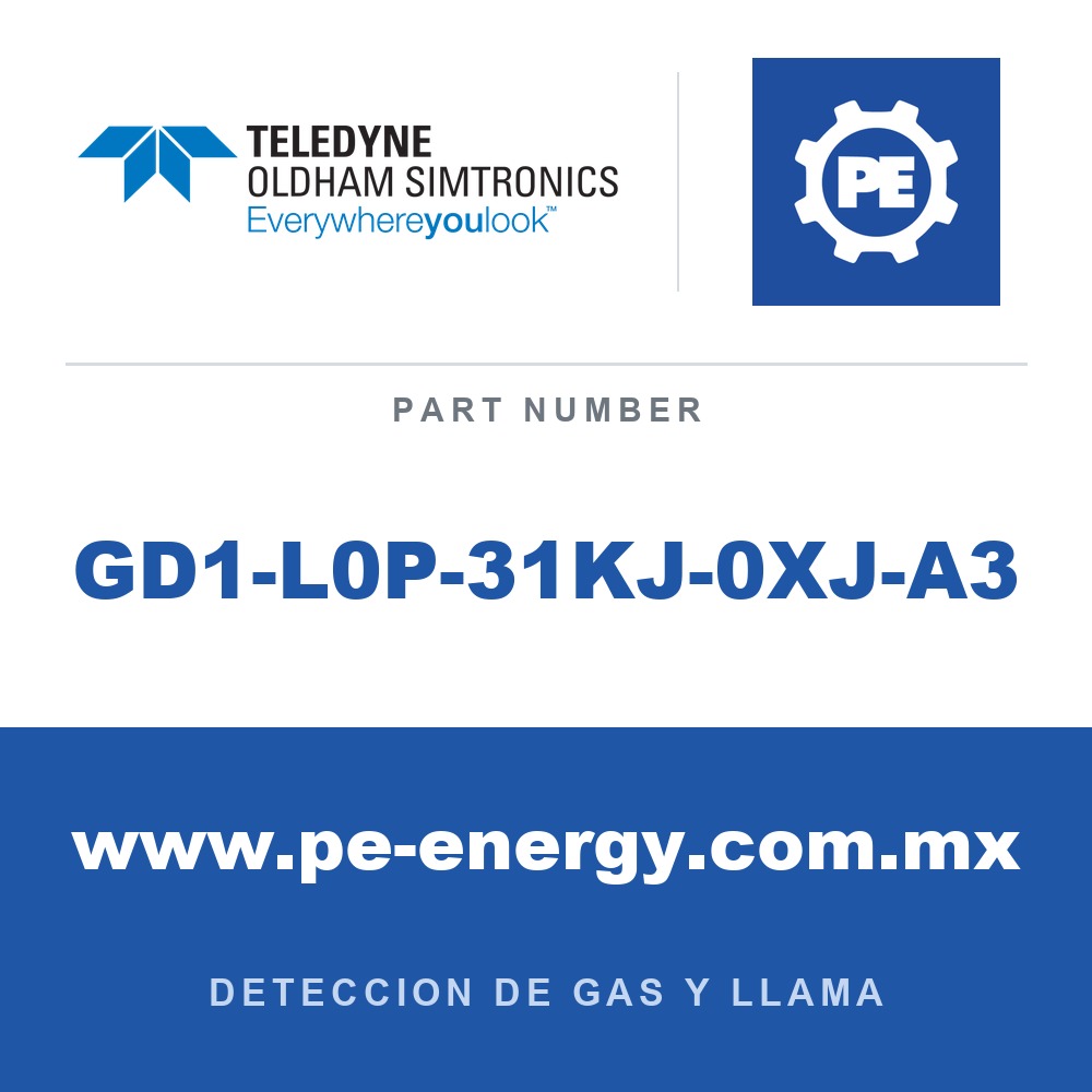 Oldham Simtronics GD1-L0P-31KJ-0XJ-A3 - Oldham Simtronics GD1-L0P-31KJ-0XJ-A3 Sistema GD1 H2S 500 ppm*m, alcance de 75m, ATEX, IECEx, 4-20mA, sink, HART