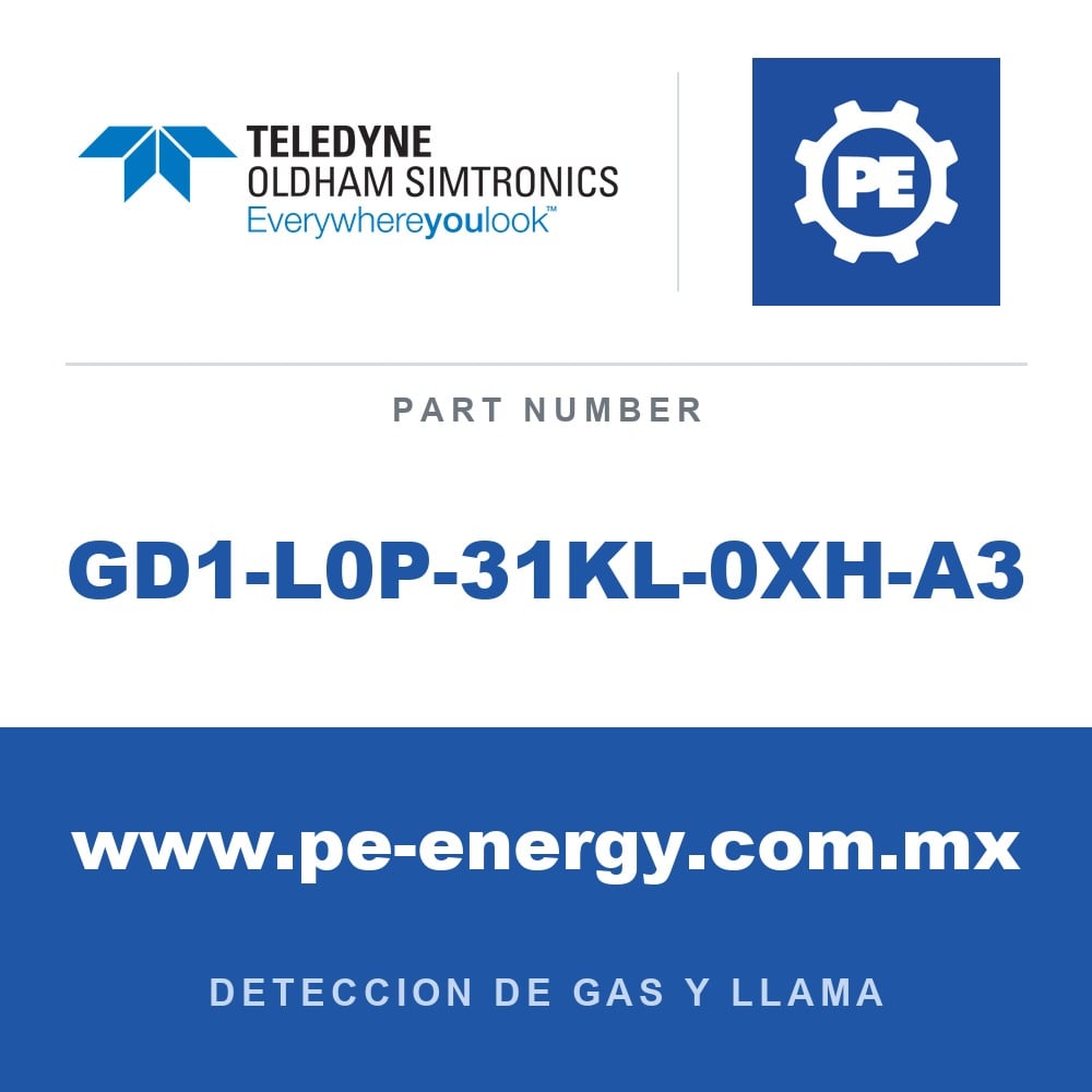 Oldham Simtronics GD1-L0P-31KL-0XH-A3 - Oldham Simtronics GD1-L0P-31KL-0XH-A3 Sistema GD1 H2S 2,000 ppm*m, alcance de 75m, ATEX, IECEx, 4-20mA, fuente, HART