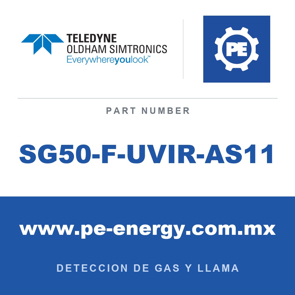 Oldham Simtronics SG50-F-UVIR-AS11 - Oldham Simtronics SG50-F-UVIR-AS11 UV-IR SG50-F, para fuego sin hidrocarburos, HART, SIL 2, M25. La familia Spyglass SG50-F cubre una