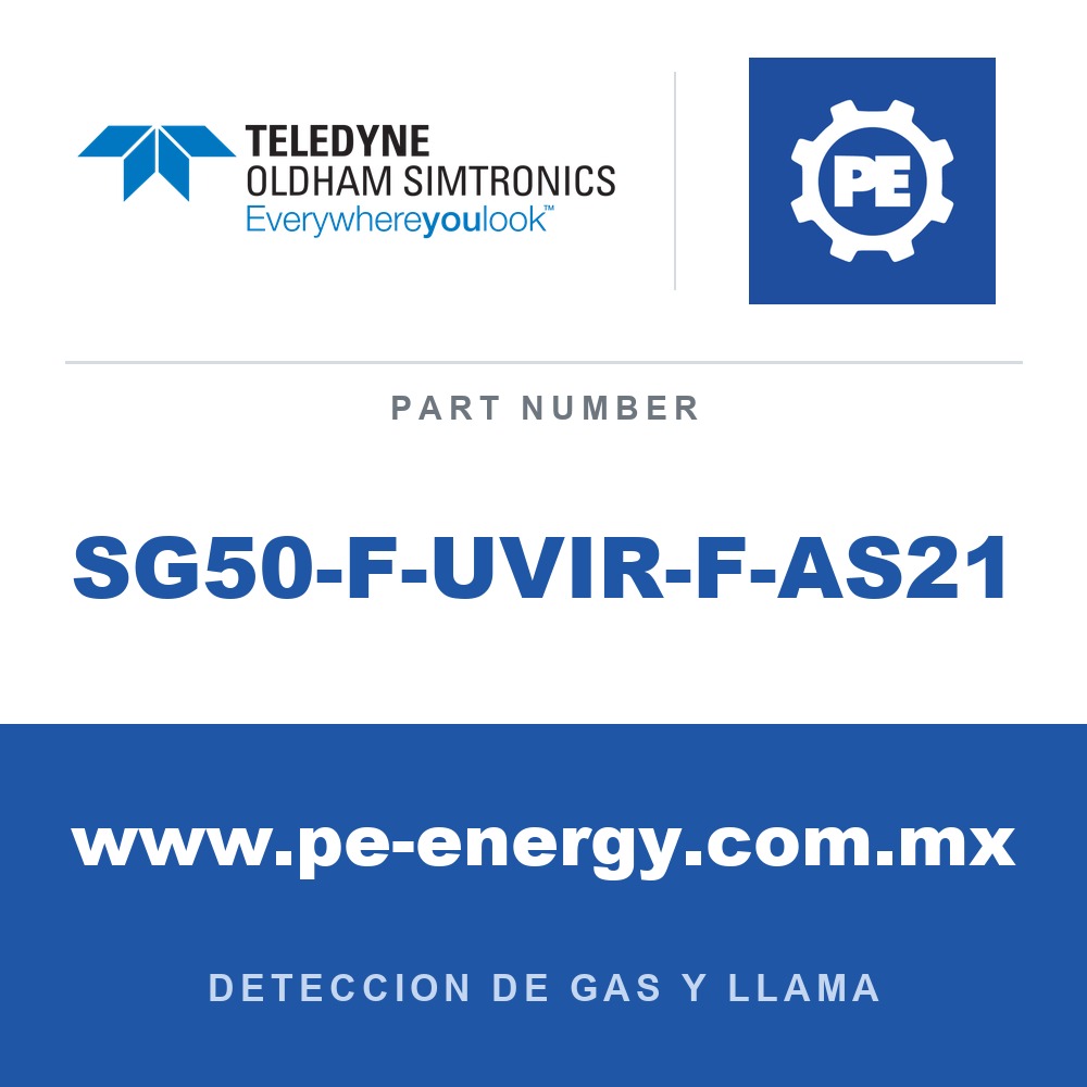 Oldham Simtronics SG50-F-UVIR-F-AS21 - Oldham Simtronics SG50-F-UVIR-F-AS21 UV-IR SG50-F, para fuego de hidrocarburos, HART, SIL 2, 3/4NPT