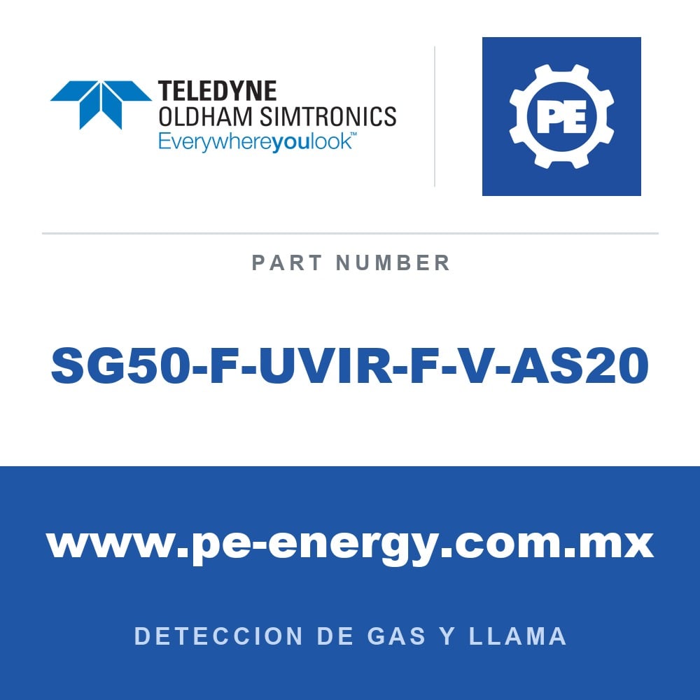 Oldham Simtronics SG50-F-UVIR-F-V-AS20 - Oldham Simtronics SG50-F-UVIR-F-V-AS20 UV-IR SG50-F para fuego de hidrocarburos, con cámara a color, 3/4NPT
