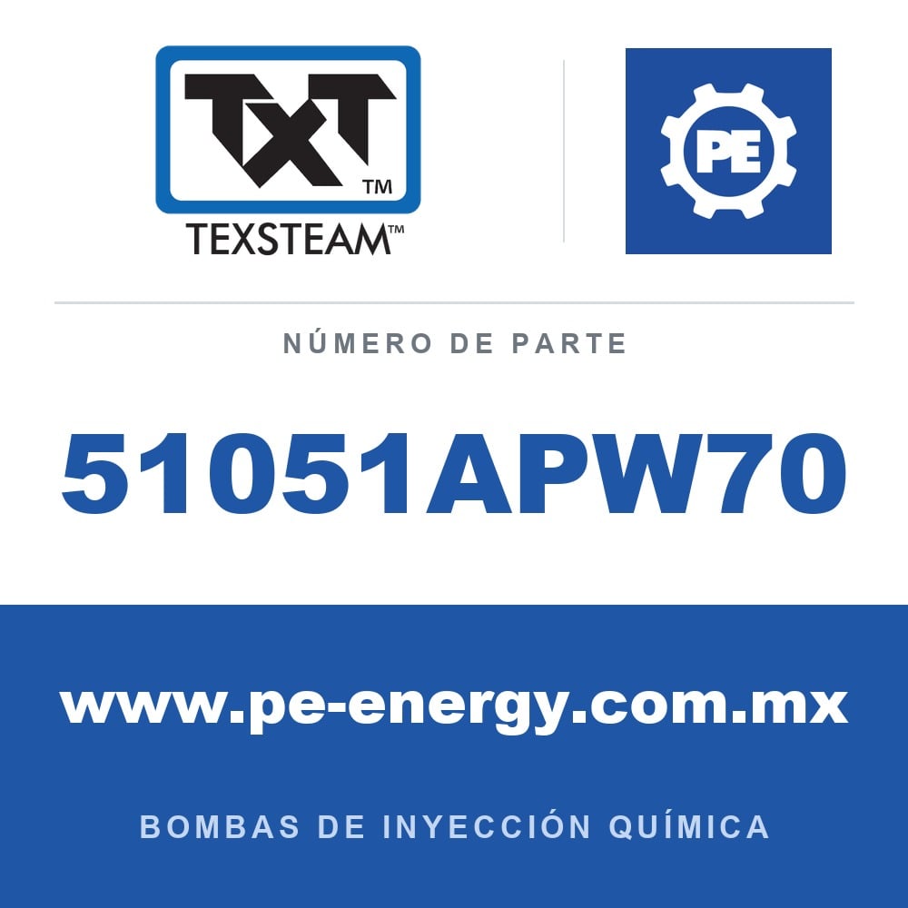 Texsteam 51051APW70 Bomba - 5105 BOMBA (PUMP) ESTÁNDAR (STD) 1/2 SS SDP/SDP C/GAS AMARGO (SOUR GAS) TRIM