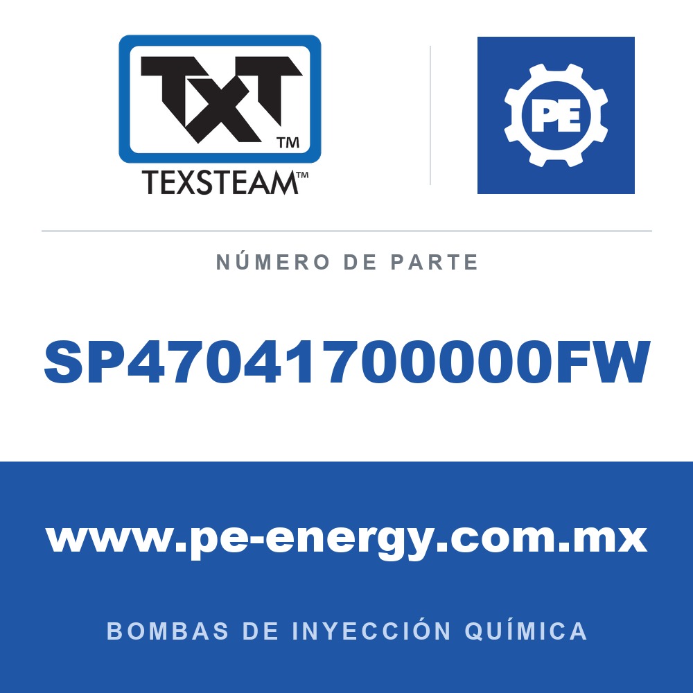 Texsteam SP47041700000FW Bomba - SP4 BOMBA (PUMP) 3/16 DÚPLEX (DPLX) ESTÁNDAR (STD) SS SDP/SDP CID2 65RPM