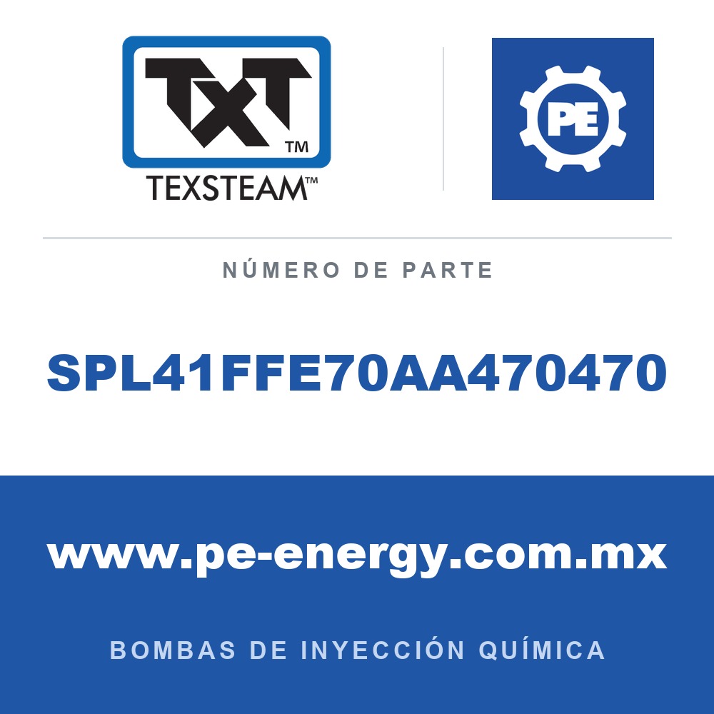 Texsteam SPL41FFE70AA470470 Bomba - SPL BOMBA (PMP) TRÍPLEX (TRI) 3/16 100W 1PANEL (PNL) 1BATERÍA (BAT) SS SDP/SDP SIN ECL