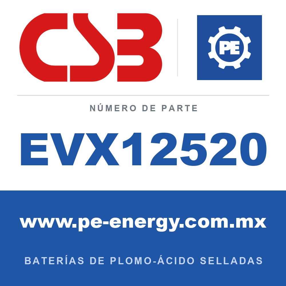 CSB Battery EVX12520 - CSB EVX12520 Batería de plomo-ácido sellada 12V 52Ah