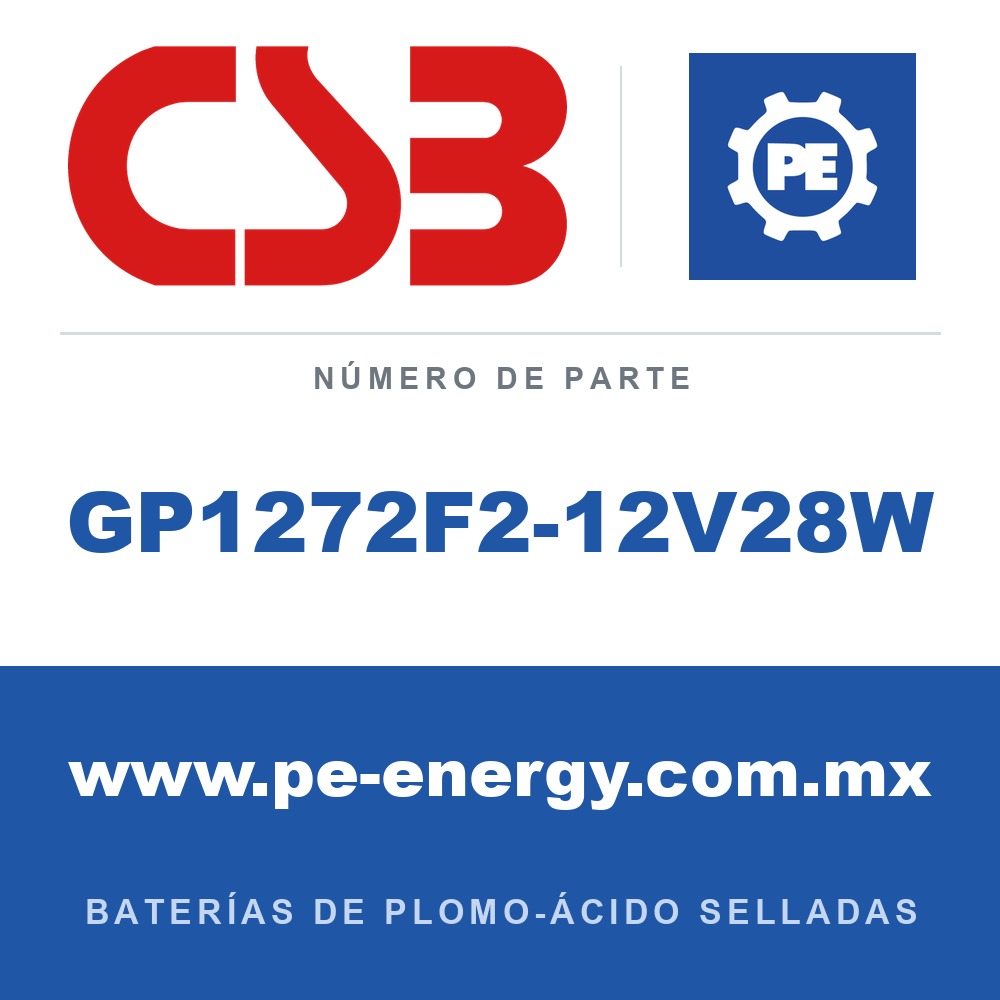 CSB Battery GP1272F2-12V28W - CSB GP1272F2-12V28W Batería de plomo-ácido sellada 12V 7Ah