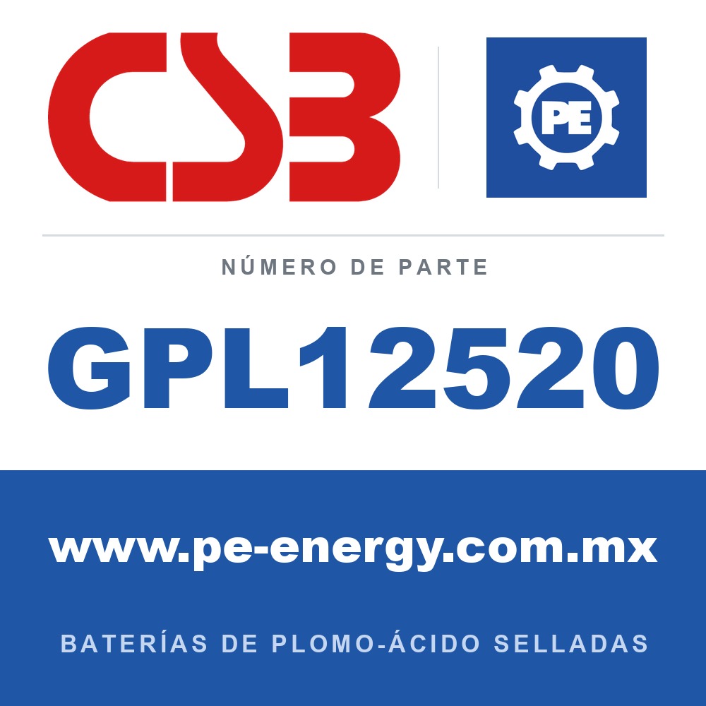 CSB Battery GPL12520 - CSB GPL12520 Batería de plomo-ácido sellada 12V 52Ah