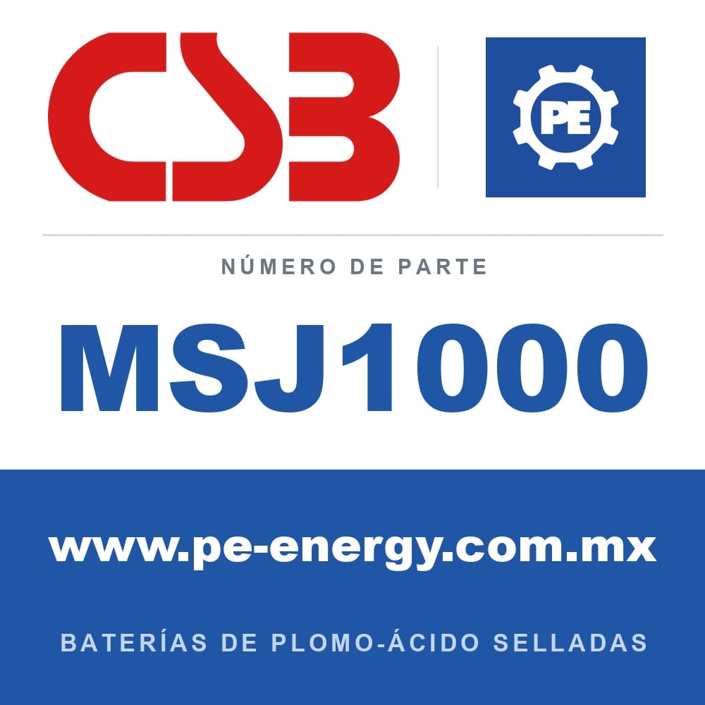 CSB Battery MSJ1000 - CSB MSJ1000 Celda de batería VRLA 2V 1020Ah, gabinete retardante de llama