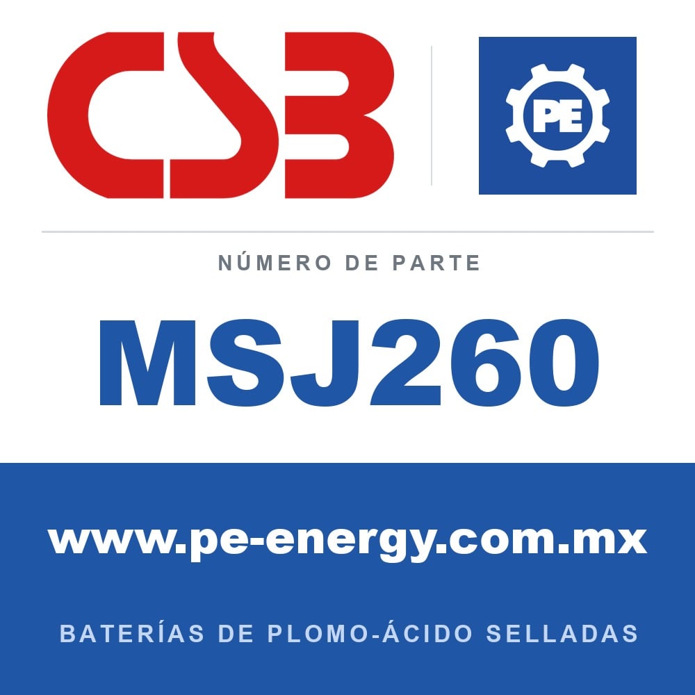 CSB Battery MSJ260 - CSB MSJ260 Celda de batería VRLA 2V 260Ah, caja resistente a las llamas