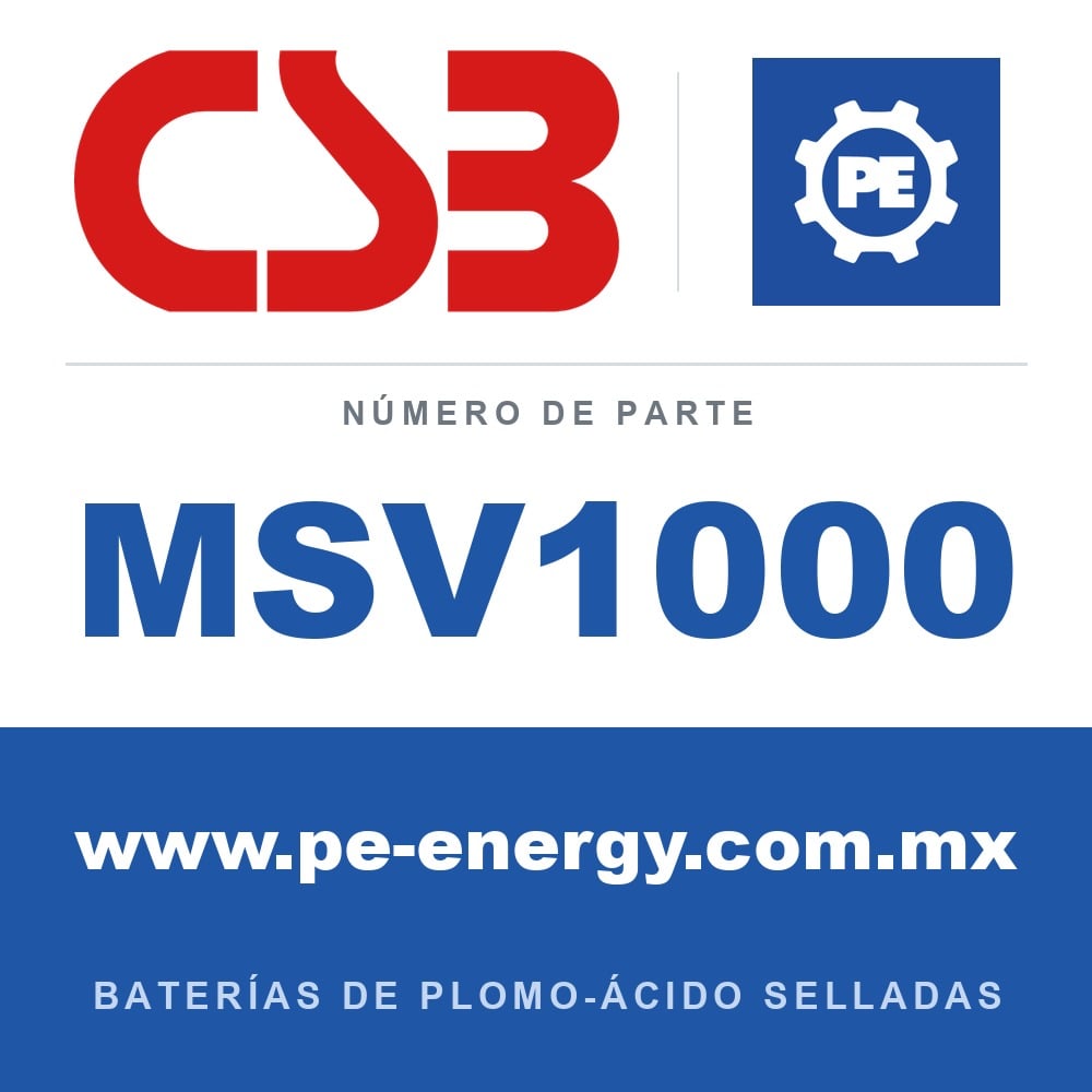 CSB Battery MSV1000 - CSB MSV1000 Celda de batería VRLA 2V 1000Ah, carcasa ignífuga