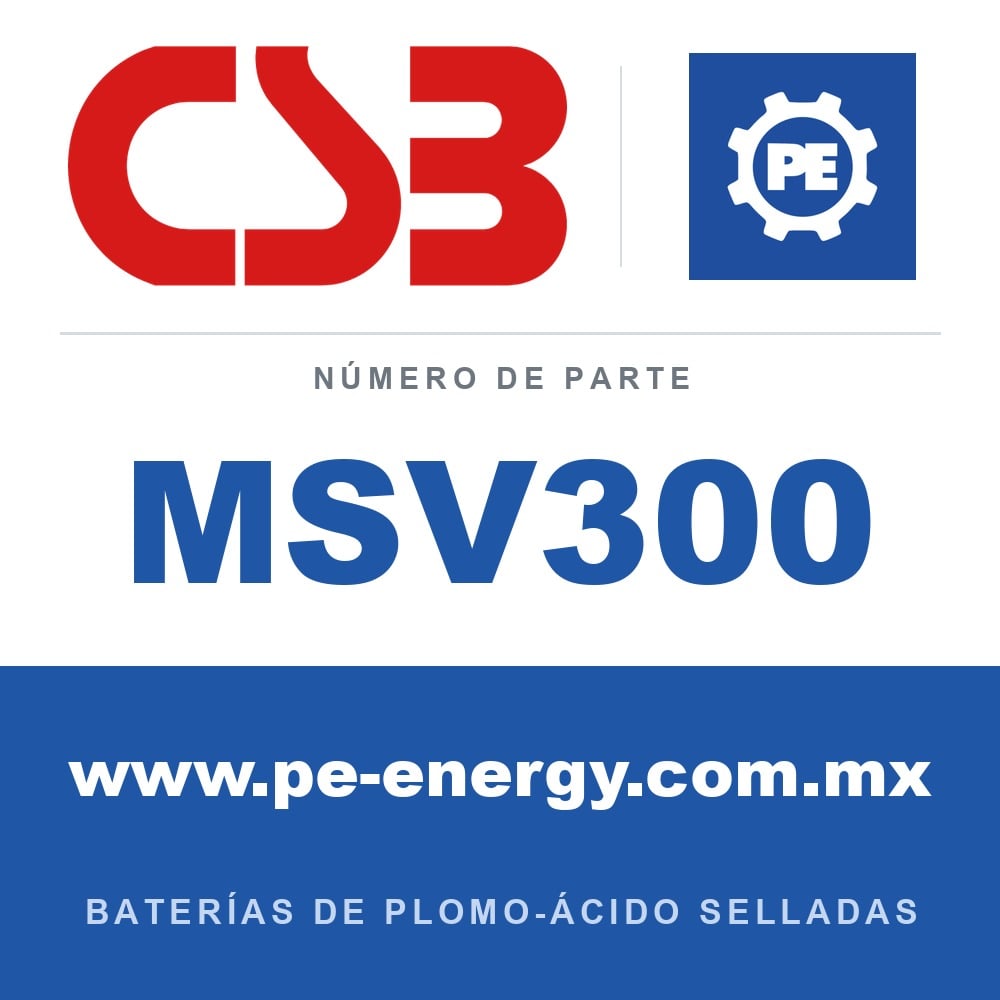 CSB Battery MSV300 - CSB MSV300 Celda de batería VRLA 2V 300Ah, caja ignífuga