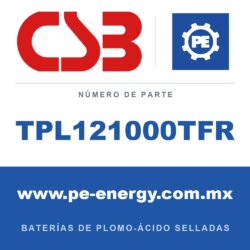 CSB Battery TPL121000TFR - CSB TPL121000TFR Batería de plomo-ácido sellada 12V 110Ah, caja retardante de llama