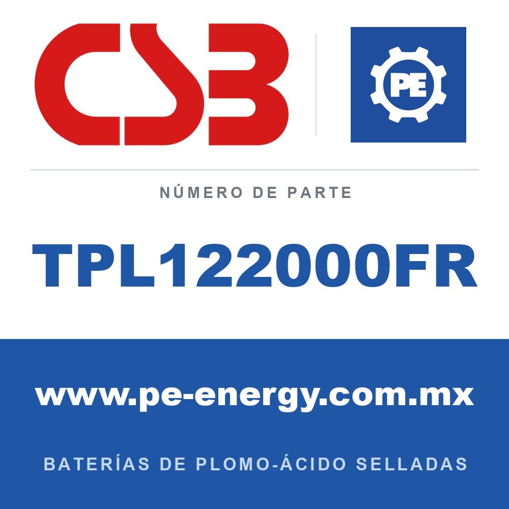 CSB Battery TPL122000FR - CSB TPL122000FR Batería de plomo-ácido sellada 12V 200Ah, caja resistente a las llamas