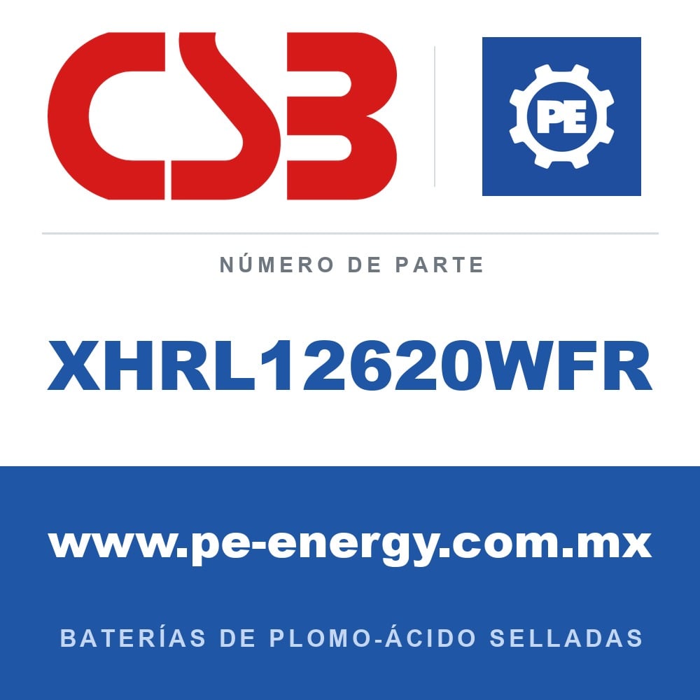 CSB Battery XHRL12620WFR - CSB XHRL12620WFR Batería de plomo-ácido sellada 12V 155Ah, carcasa ignífuga