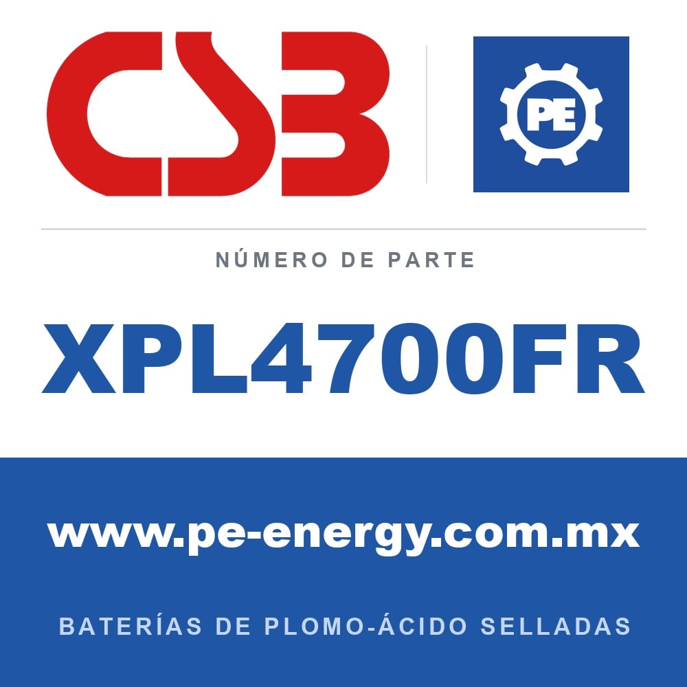 CSB Battery XPL4700FR - CSB XPL4700FR Batería de plomo-ácido sellada 12V 100Ah, carcasa retardante de llama