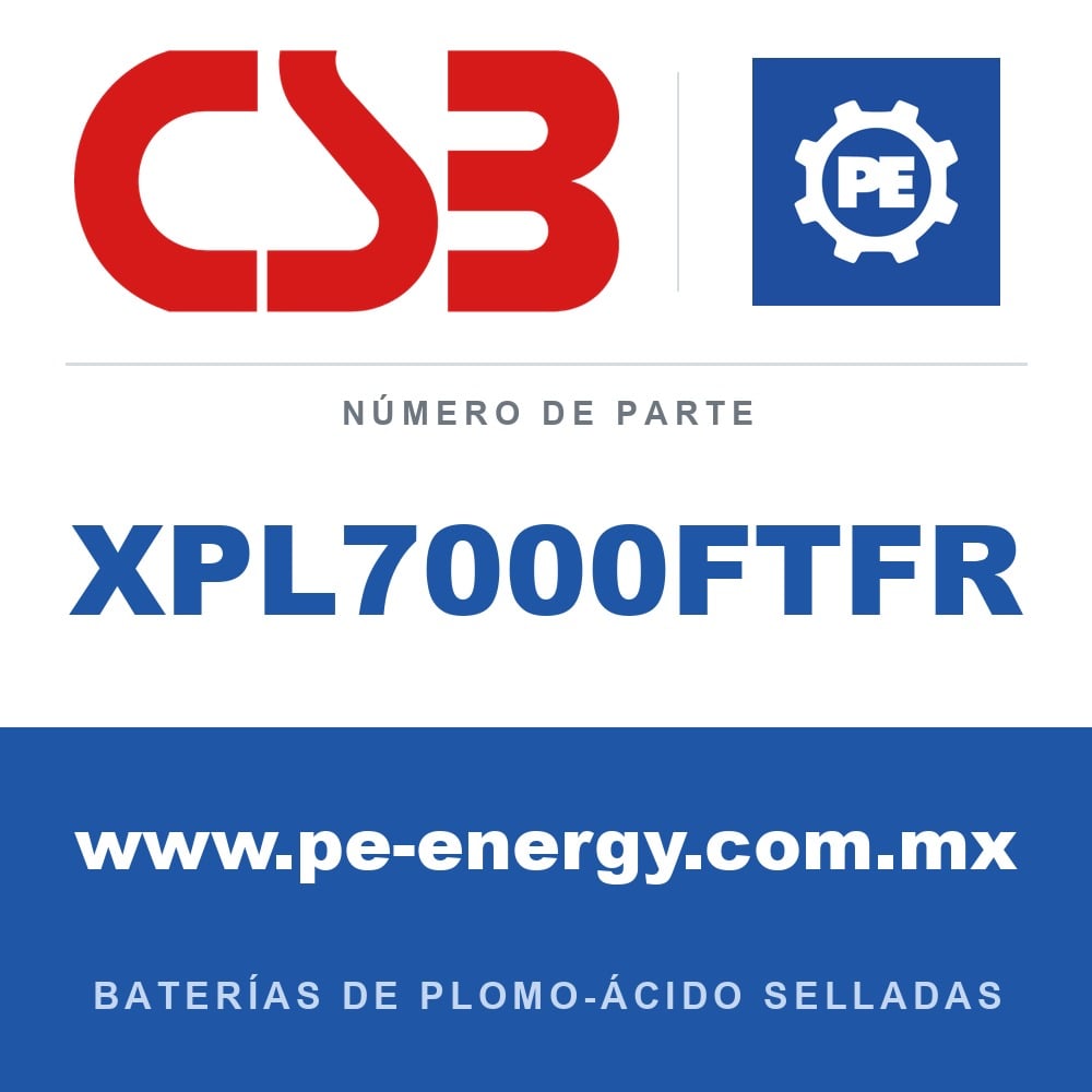 CSB Battery XPL7000FTFR - CSB XPL7000FTFR Batería de plomo-ácido sellada 12V 152.8Ah, carcasa retardante de llama