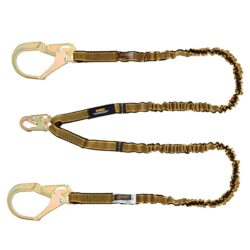 DEWALT DXFP612130 Cordón de 6 ft. (1.8 m), doble, con absorbedor interno, ganchos de seguridad de acero en el extremo del anillo en D y ganchos para barra de refuerzo de acero en e