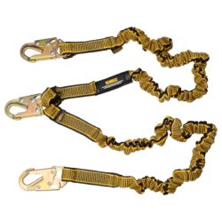 DEWALT DXFP613120 6 ft. (1.8 m) eslinga de dos piernas con absorbedor de energía interno, extensión de 4 ft. a 6 ft. con gancho de seguridad de acero en ambos extremos