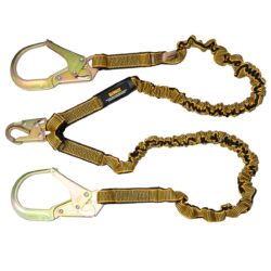 DEWALT DXFP613130 6 ft. (1.8 m) eslinga de dos piernas con absorbedor de energía interno, extensión de 4 ft. a 6 ft. con gancho de seguridad de acero en el extremo del anillo en D