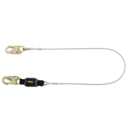 DEWALT DXFP626100 eslinga sencilla de 6 ft.(1.8 m), absorbedor de energía externo, cable de borde superior con ganchos de seguridad de acero en ambos extremos