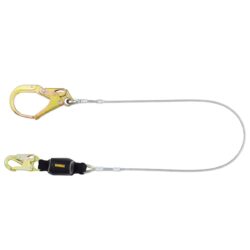 DEWALT DXFP626110 eslinga sencilla de 6 ft.(1.8 m), absorbedor de energía externo, cable de borde superior con ganchos de seguridad de acero y gancho para barra de refuerzo de acer